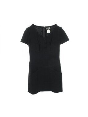 Chanel Dress CC Logo Button Short Sleeve Wool